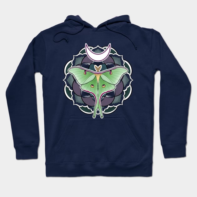 Mandala Luna Moth Hoodie by louddoodle